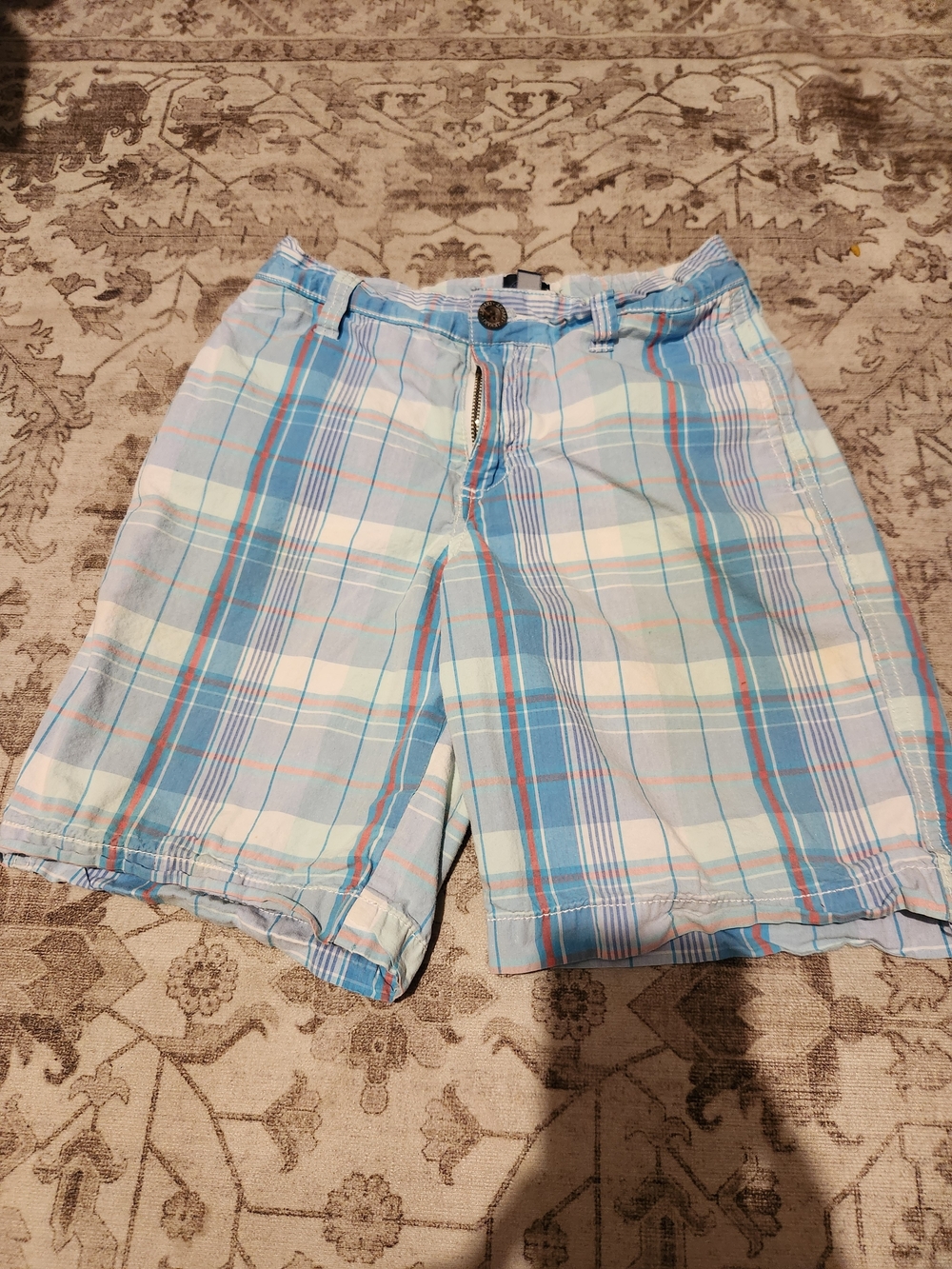 J. Khaki Light Blue Plaid Boys' Shorts